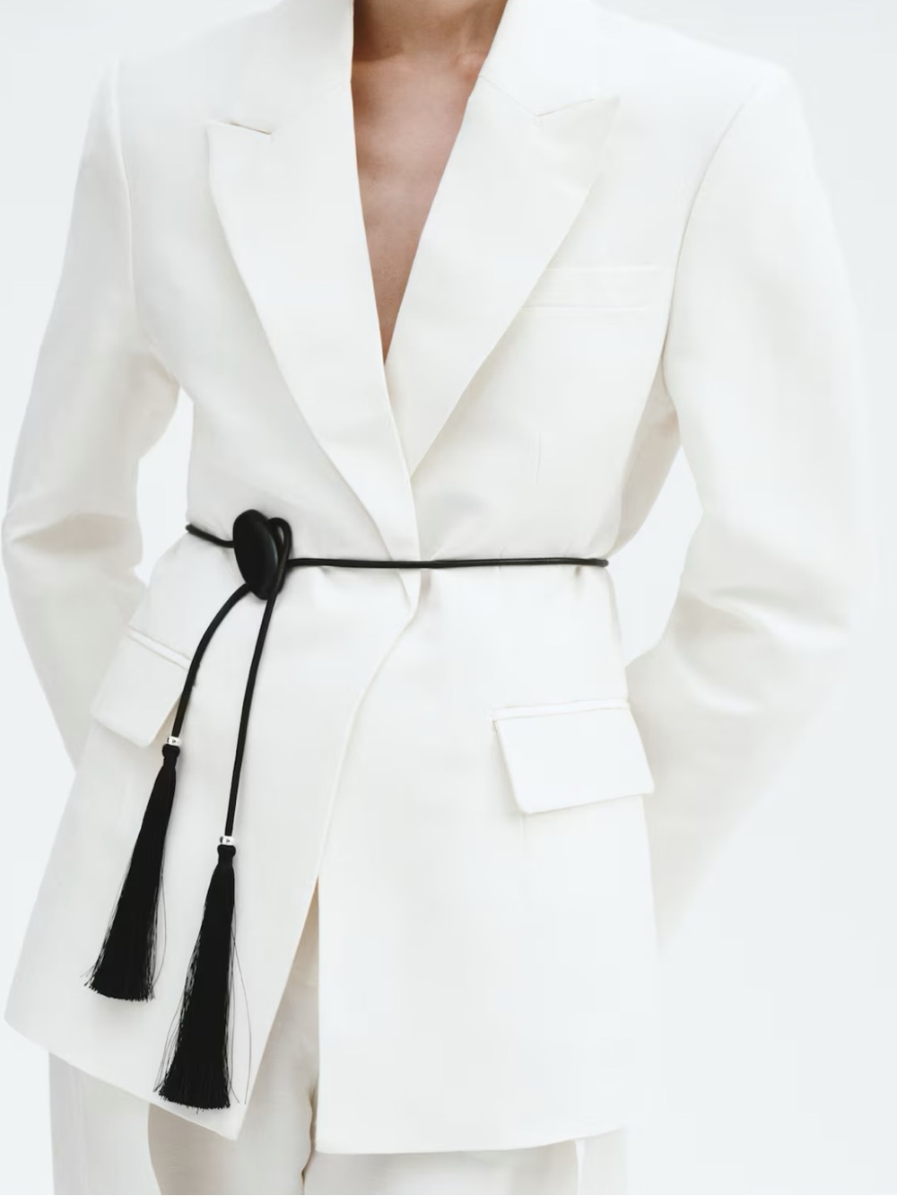H&M Black Tasseled Cord Belt with Heart Knot
